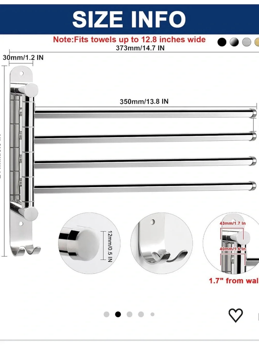 NearMoon Triple Towel Bar - Chrome Finish